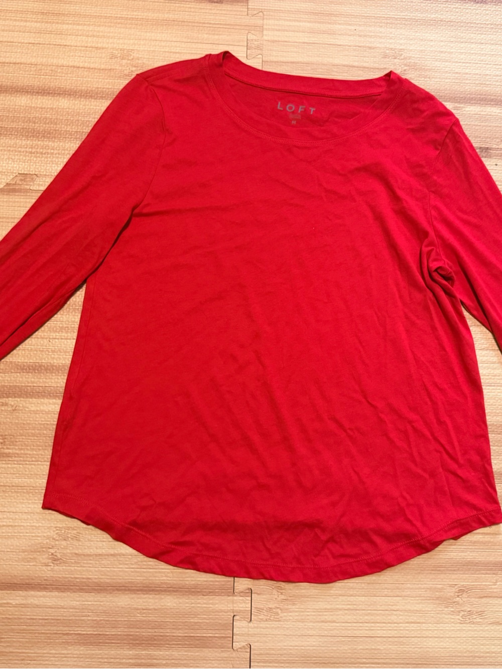 LOFT Bright Red Long-Sleeve Crewneck Top